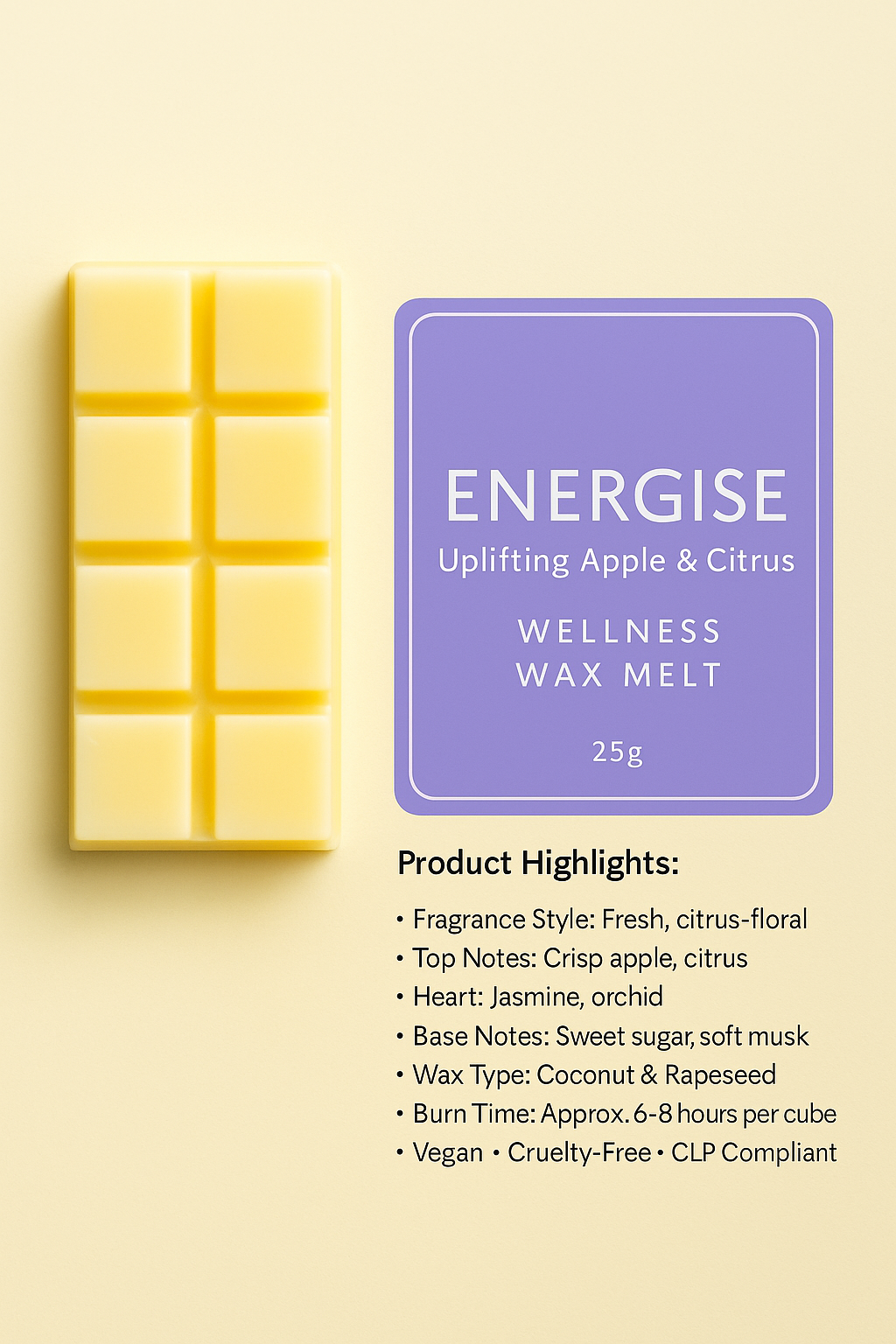 Energise – Uplifting Apple & Citrus Wellness Wax Melt
