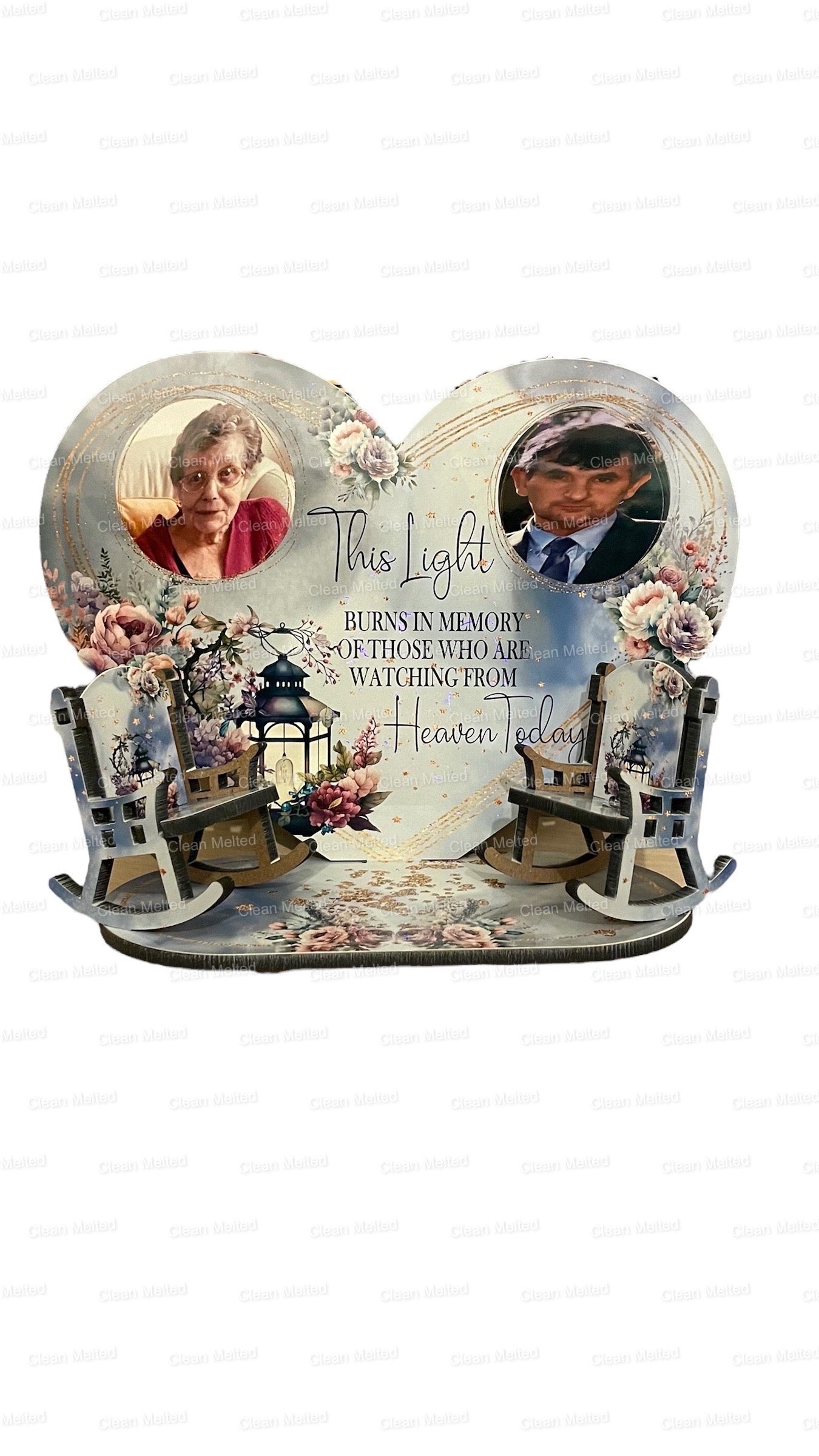 Memorial Heart Stand with two Rocking chairs