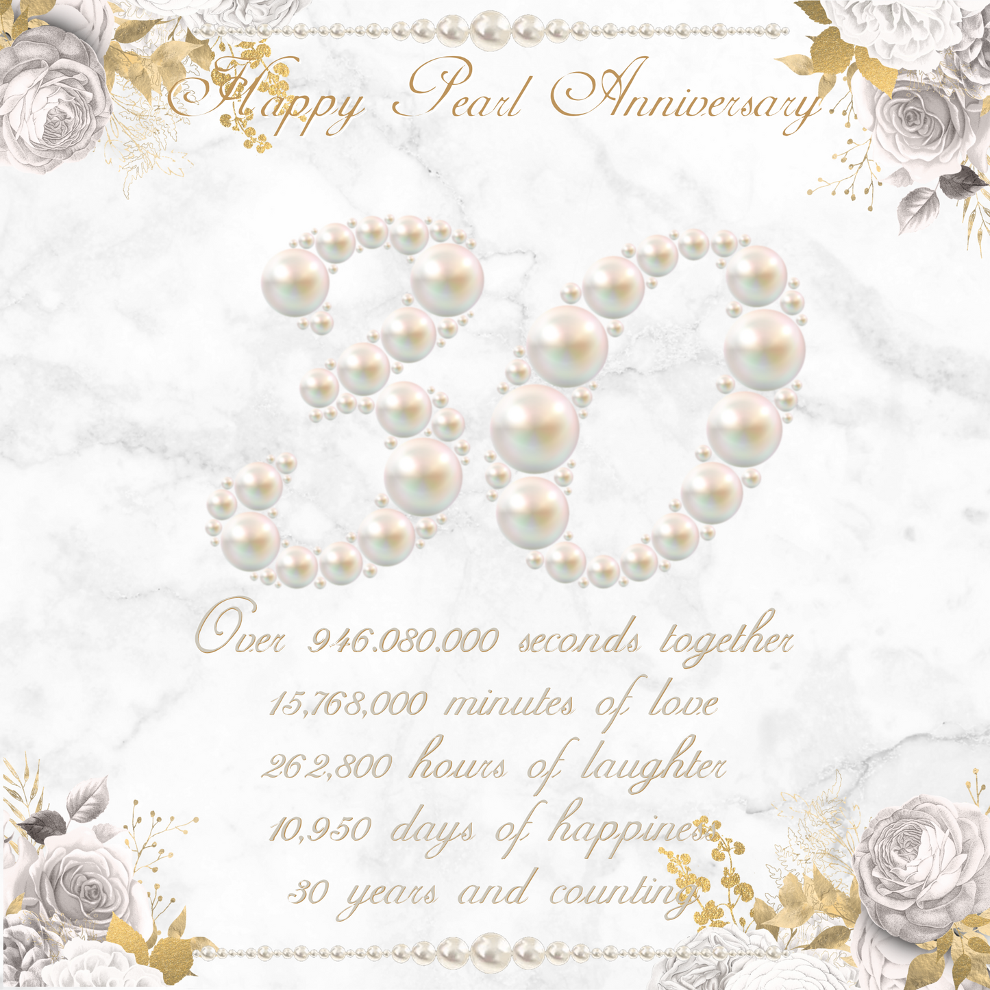 30th Pearl Wedding Anniversary Photo Slate