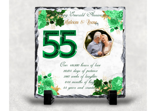 55th Emerald Wedding Anniversary Photo Slate