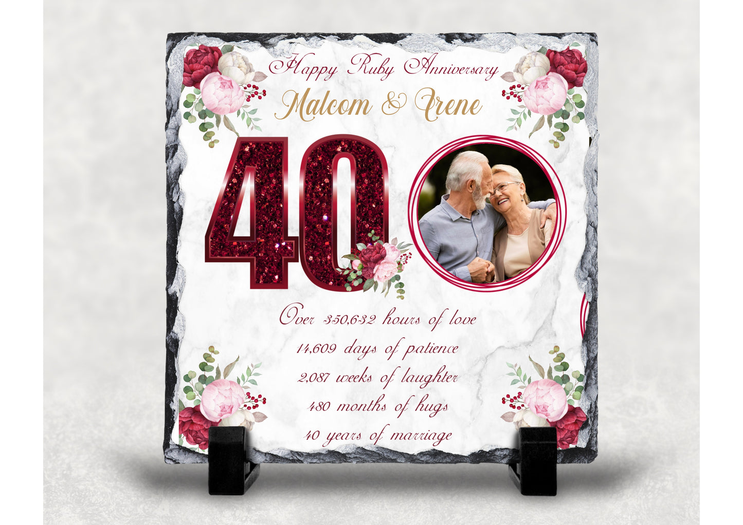 40th Ruby Wedding Anniversary Photo Slate