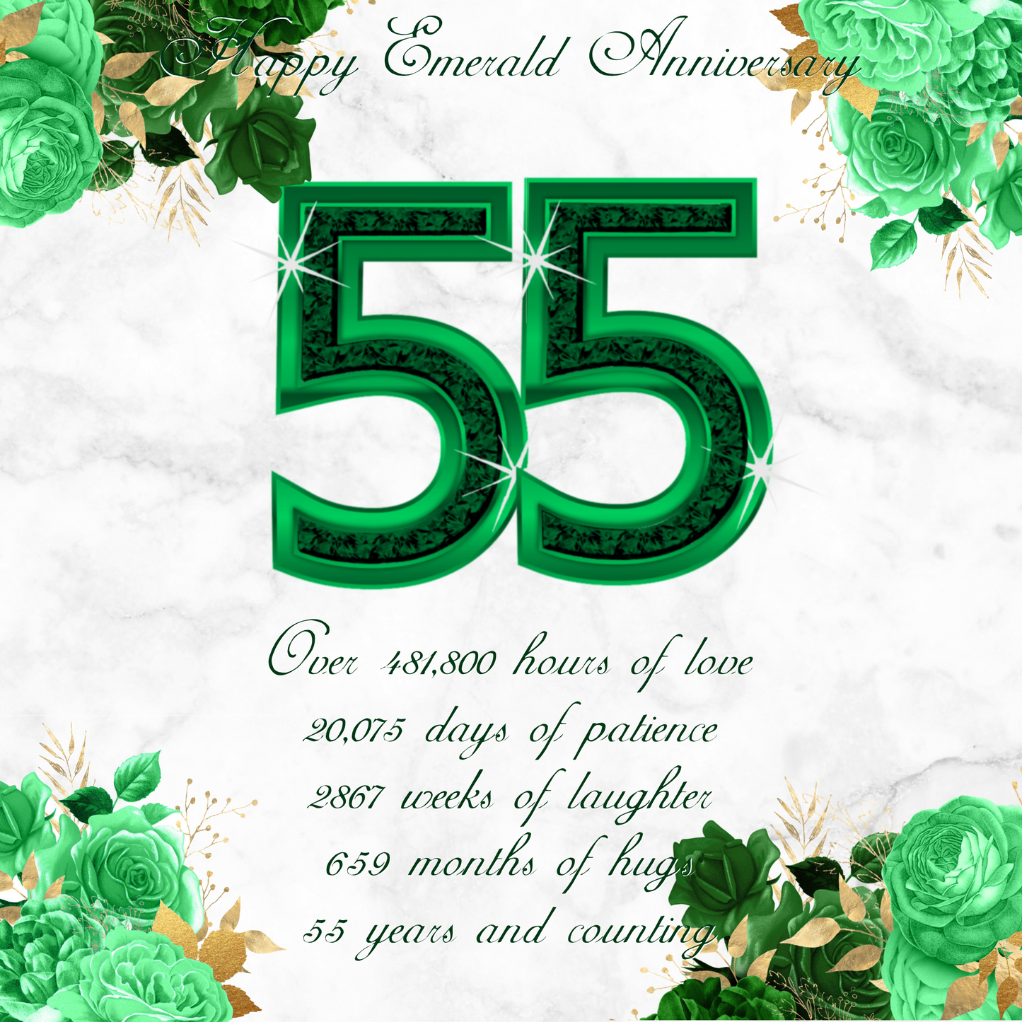 55th Emerald Wedding Anniversary Photo Slate