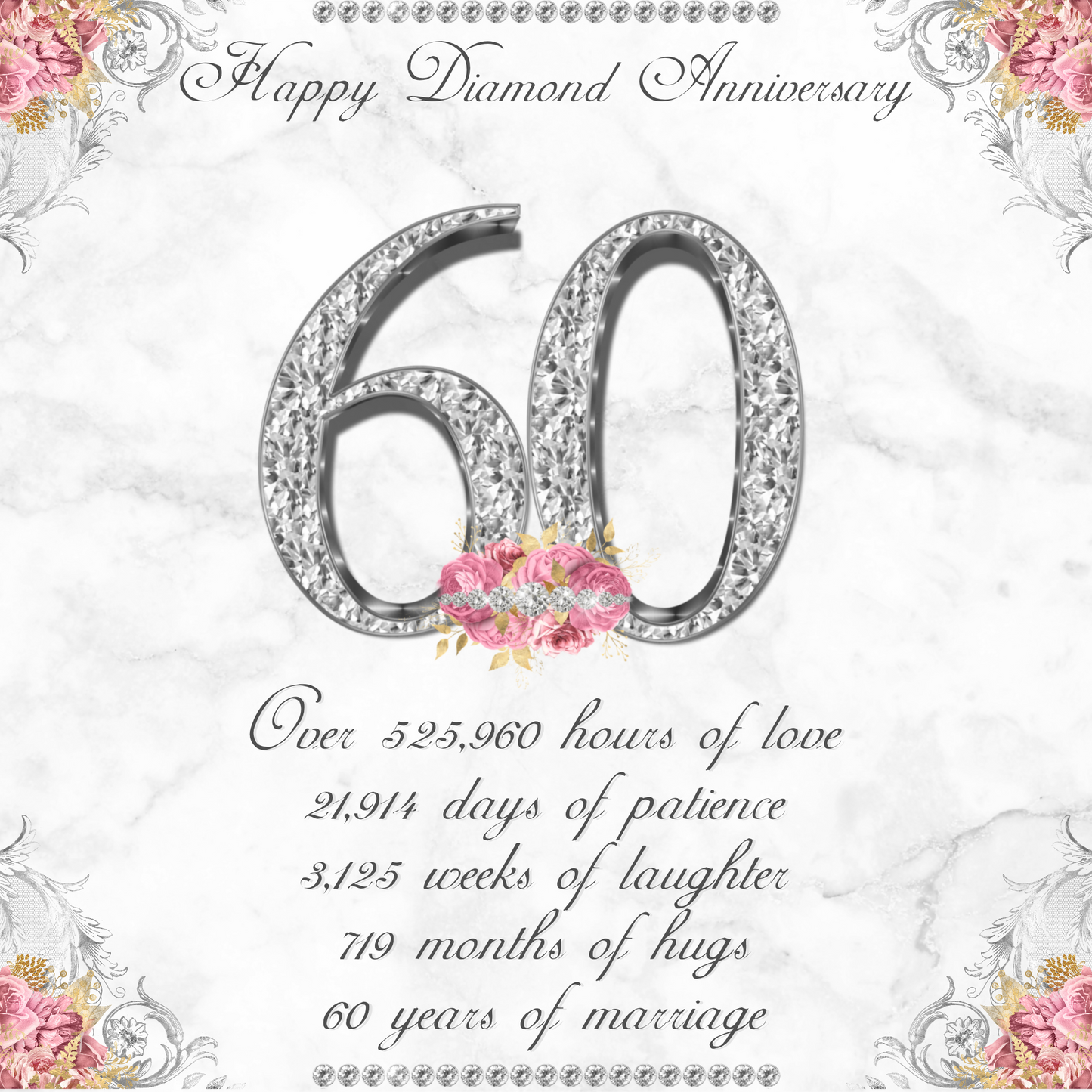 60th Diamond Wedding Anniversary Photo Slate