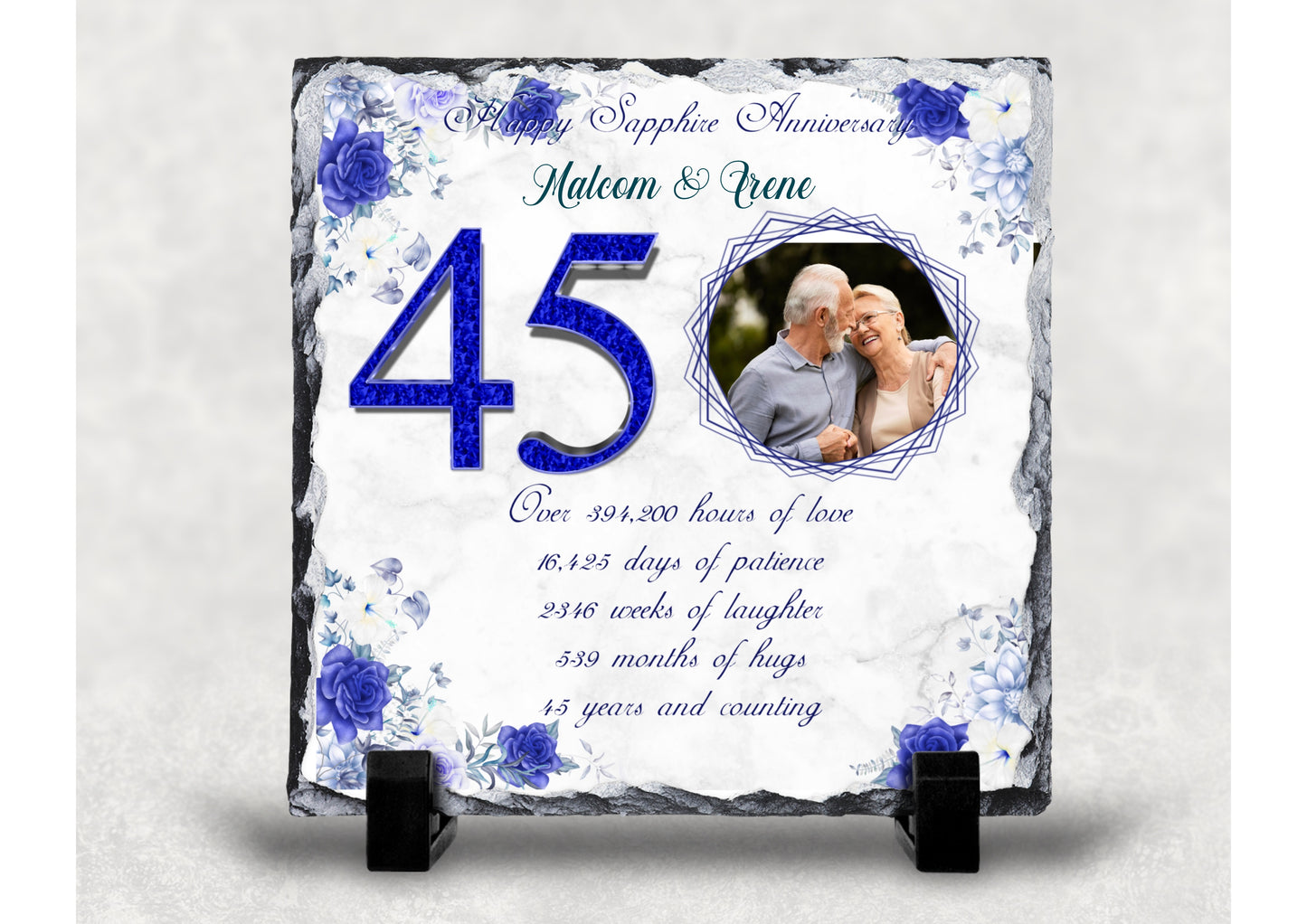 45th Sapphire Wedding Anniversary Photo Slate