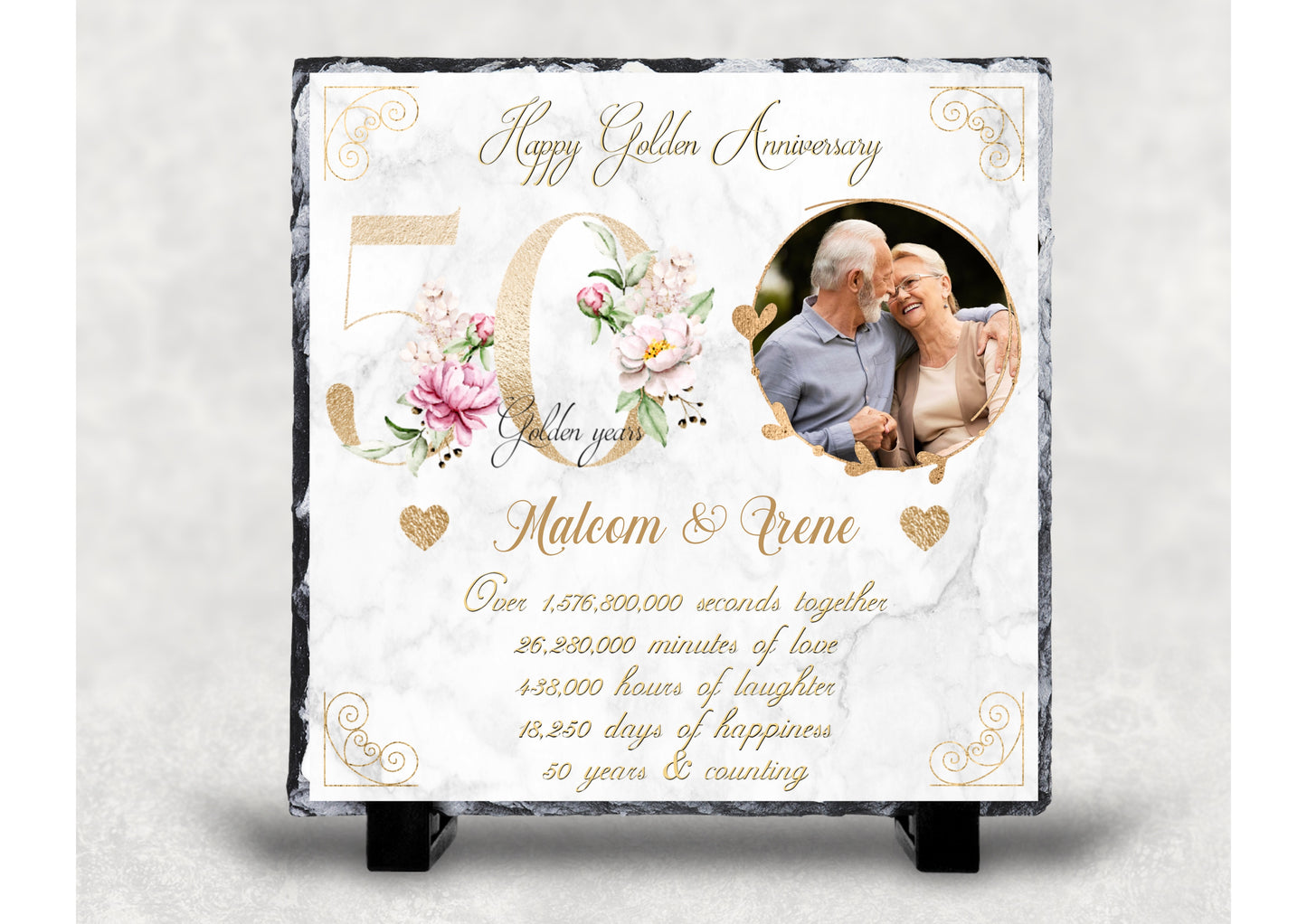 50th Golden Wedding Anniversary Photo Slate