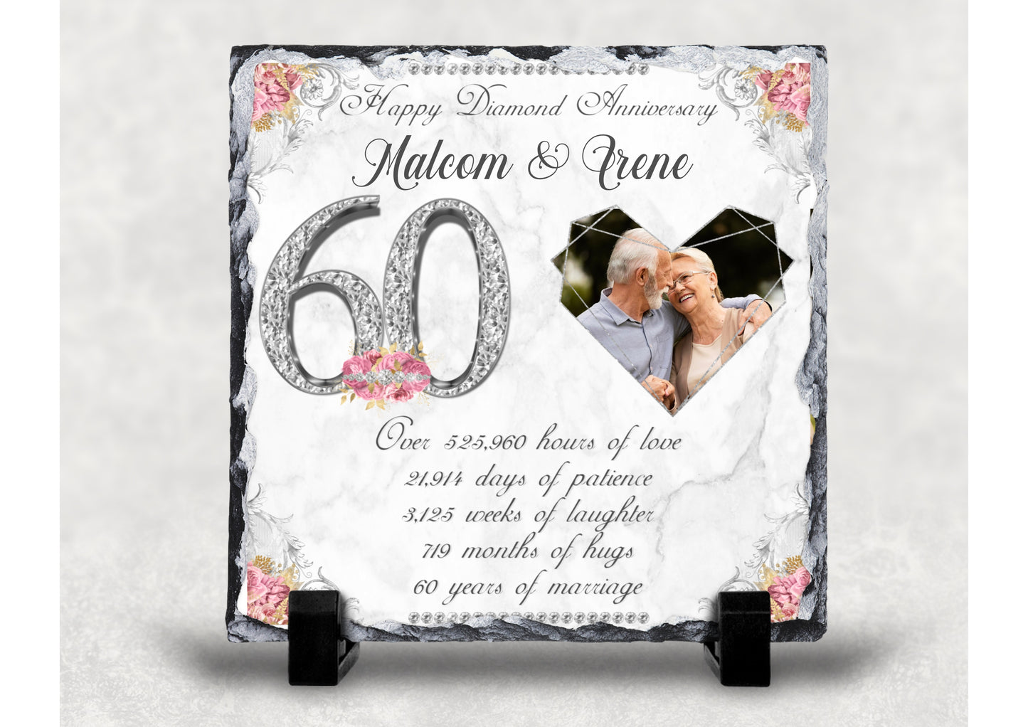 60th Diamond Wedding Anniversary Photo Slate